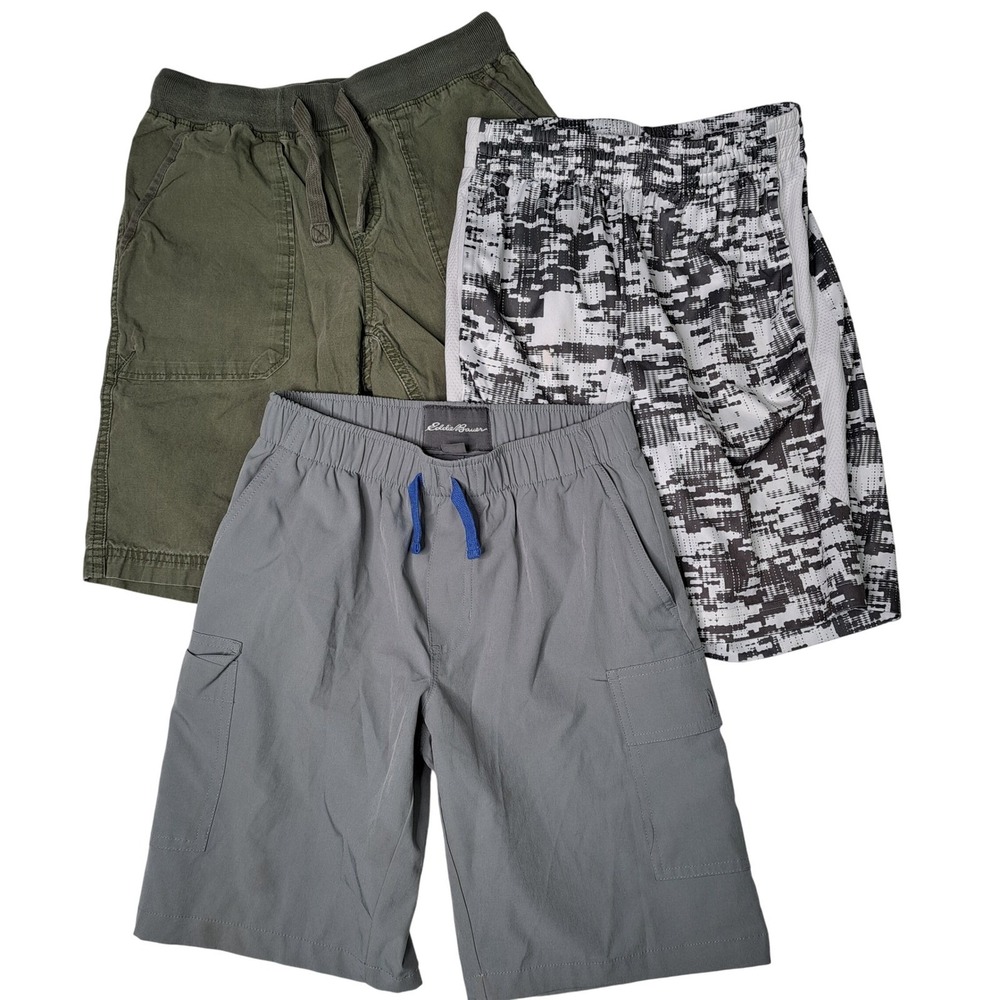 Kids Eddie Bauer Cargo Shorts Gray Drawstring Pockets Size M